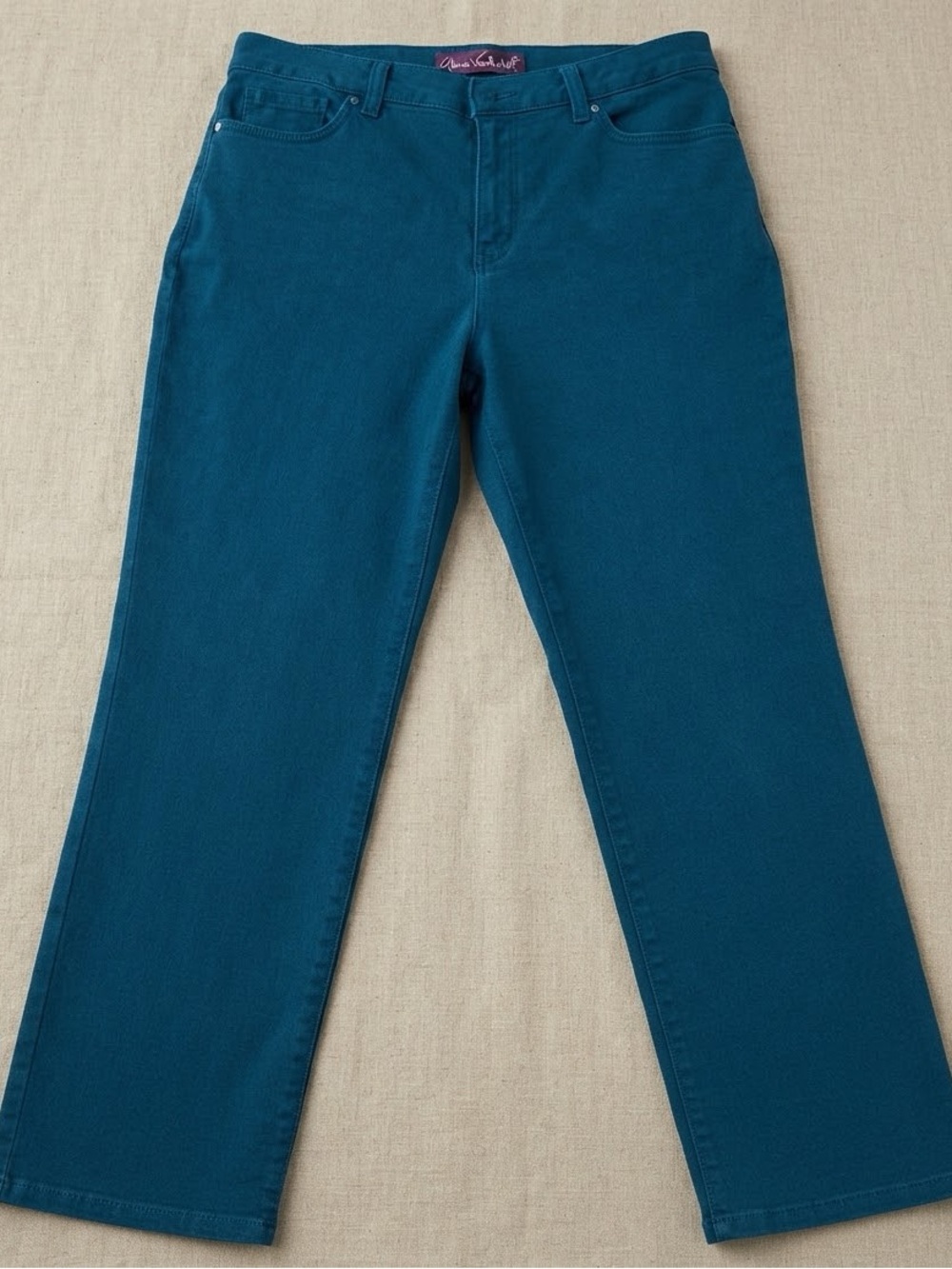Gloria Vanderbilt Amanda Teal Blue Stretch Denim Jeans  - Size 12S